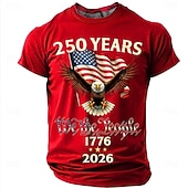  2026年7月4日 250周年 男性用 おかしい Tシャツ 半袖 Tシャツ 3Dプリント クルーネック シャツ ファッション デザイナー シンプル カジュアル 日常 パーティー レイクブルー ブラック ルビーレッド 夏 春 衣類 S M L XL XXL XXXL