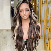 cheap Human Hair Lace Front Wigs-Human Hair 5x5 Closure 13x4 Lace Front Wig Free Part Brazilian Hair Wavy Blonde Brown Wig 150% 180% Density with Baby Hair Ombre Hair Natural Hairline Glueless Pre-Plucked For Women Long Human Hair