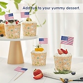 ieftine 250 de ani de la înființarea SUA-100/200 buc steaguri scobitoare în stil american, steaguri din lemn pentru scobitori, etichete alimentare cu inserții, steaguri pentru decorarea torturilor, etichete pentru vin de desert, etichete cu
