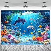 voordelige Wandtapijten-Onderwaterwereld, kleurrijke tropische vissen, koraalrif, zonlicht, blauw water, natuur, wandtapijt, achtergrond voor slaapkamer, woonkamer, kinderkamer, huisdecoratie, muurkunst