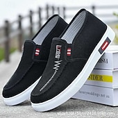 tanie Buty casual slip-on-Męskie Klasyczny Codzienny Codzienny Płótno Wygodny Oddychający Mokasyny Czarny Niebieski Szary Lato Wiosna Jesień