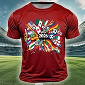abordables Camisetas de deporte y gimnasio-Copa Internacional de Fútbol 2026, torneo mundial de fútbol, hombre, 2026, banderas de varios países del mundo, EE. UU., México, Canadá, balones de fútbol, gráfico, deportivo, recuerdo, camiseta de