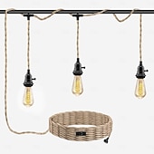 tanie Design klastrowy-15 stóp z 1 wtyczką do lampy wiszącej, 23 stopy z 3 wtyczkami do lampy wiszącej, lampy wiszące z przewodem wtykowym, zestaw lamp wiszących z konopnej liny z dwustopniowym przełącznikiem, zestawy lamp