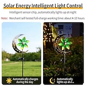 preiswerte Bodenlichter-Solarbetriebener Mond-Windspinner aus Metall, Gartenstecker, Außendekoration, Windräder, wasserdicht, Landschafts- und Wegbeleuchtung, 1 Stück