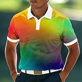 baratos Polo Geométrico Masculino-Homens Geométrico Camisas Polo Manga Curta Camisas polo Camisas de colarinho Casual Roupa Esportiva Roupa Diária Impressão 3D Botões Verão Primavera Azul Roxo Verde