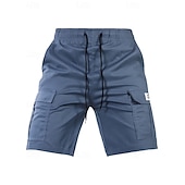 cheap Classic-Men's Tactical Cargo Cargo Shorts Shorts Casual Shorts Drawstring Pocket Elastic Waist Plain Comfort Breathable Knee Length Casual Daily Outdoor Vacation Fashion Blue Black Micro-elastic