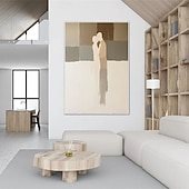 cheap People Paintings-oil painting handmade Minimalist Couple Painting Abstract Love Line Canvas for Modern Romantic Decor Abstract Couple Wall Art Warm Tones Painting for Bedroom Decor