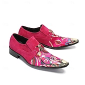abordables Mocassins en cuir de qualité supérieure-Chaussures habillées pour homme, à boucle, à bout pointu et embout métallique, ornées d'un imprimé floral jaune. Idéales pour les mariages, les banquets, les fêtes, les bals de fin d'année, les événements de mode et les soirées élégantes.
