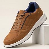 baratos Tênis Casuais-Tênis masculino casual de amarrar, marrom, confortável para corrida e caminhada, ideal para trabalho, viagens e uso diário.
