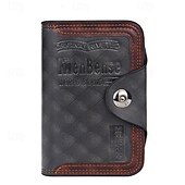 cheap Card Holders &amp; Cases-2 Pack Men's Wallet Vintage Retro Bifold PU Leather Purse, Distressed Riveted Short Wallet with Snap Button Closure, Card Holder for Men Boyfriend Father Gift, Brown/Charcoal
