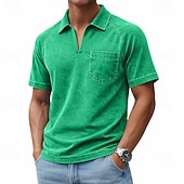 economico Polo classica da uomo-Per uomo Polo Camicia 100% cotone lavaggio acido Casuale Lavoro Bavero Manica Corta Moda Essenziale Semplice Vintage ▾ angosciato Estate Primavera Tutte le stagioni Vestibilità regolare Verde chiaro