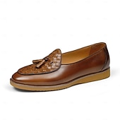 abordables Mocassins en cuir de qualité supérieure-Mocassins à pampilles en cuir véritable beige de qualité supérieure pour homme, chaussures habillées de luxe à enfiler, idéales pour le marié, les invités, les mariages en plein air, les réceptions et les occasions spéciales pour un gentleman élégant.