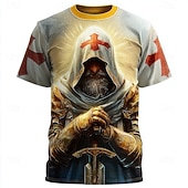  Per uomo Cavalieri Templari Croce Maglietta Manica Corta maglietta Stampa 3D Girocollo Camicia Gotico Vintage Retrò Streetwear Festa oscura Bianco Giallo Tutte le stagioni Abbigliamento S M L XL 2XL
