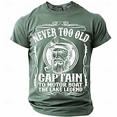  ανδρικό ποτέ πολύ παλιό καπετάνιο σε μηχανοκίνητο σκάφος ο θρύλος της λίμνης αστείο ναυτικό γραφικό μπλουζάκι με κοντό μανίκι, στρογγυλή λαιμόκοψη, παλιό καπετάνιο με σωλήνα, vintage δώρο για βαρκάδα,