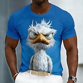 economico Magliette con stampa animale-Divertente maglietta grafica da uomo con Angry Bird e Grumpy Duck in 3D, design con personaggio animato, giallo brillante, maniche corte, girocollo, maglietta casual, regalo unico per lui,