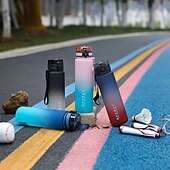 cheap Water Bottles-650ML Large Capacity Sports Water Bottle Leak Proof Colorful Plastic Cup Drinking Outdoor Travel Portable Gym Fitness Jugs Durable PC Material for Cycling, Running &amp; Fitness