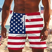 abordables Camisetas Patrióticas 250-Bañador de bandera americana del 250 aniversario de EE. UU. para hombres trajes de baño pantalones cortos de baño pantalones cortos de media cintura patrióticos vacaciones con bolsillos laterales