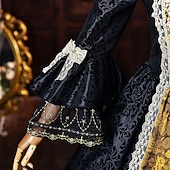 cheap Dresses-Rococo Baroque Ball Gown Floor Length Dress Ball Gown Long Sleeves Princess Bridal Lace Floral Ball Gown Square Neck Fancy Dress Women's Royal Halloween Carnival Masquerade Prom Tea Party Party