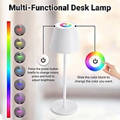 baratos Luzes decorativas-LED Reading Desk Lamp New Modern French Style Eye-Friendly  Rechargeable, RGB, Long Battery Life, Home Use, Living Room &amp; Bedroom, Touch Dimming &amp; Color Adjustment, Ambient Light Decorative Accent,