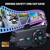 abordables Accessoires pour motos et VTT-Casque de moto Q27 avec système Bluetooth intégré, caméra HD 720p, intercom sans fil et enregistreur vidéo. &amp;Caméra embarquée pour moto avec capture photo, étanchéité IP56 et audio HD