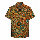 preiswerte Oberteile-Retro Vintage Hippie 1970er Hemd Kurze Ärmel Hippie Geometrisch Retro Kreis Kostüm Herren Musikfestival Party Alltagskleidung Erwachsene Hemd Frühling &amp; Sommer