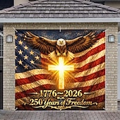 billige 250. jubileum-Dekorasjon til garasjeportdeksel i anledning av 250-årsjubileet i USA, bakgrunn med fotografi av ørnen fra 4. juli, Amerika 1776-2026, USA-banner for uavhengighetsdagen, patriotisk dekor