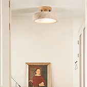 cheap Ring &amp; Round Design-Farmhouse Hallway Ceiling Light Fixture Natural Stone Ceiling Light Mid Century Modern Semi Flush Mount Ceiling Light  LED Close to Ceiling Light for Corridor Porch Bathroom Kitchen