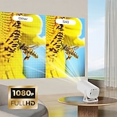 זול מקרנים-מקרן מיני חכם עם אנדרואיד 11.0, מקרן נייד עם wifi 6 בלוטות', תמיכה ב-1080p, מקרן סרטים מסתובב 180 מעלות עם קיזוז אוטומטי, מקרן קולנוע ביתי ל-iOS/אנדרואיד/HDMI