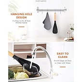 levne Kuchyňské náčiní a pomůcky-Sada 2/3 lžic na vaření na nepřilnavé pánve, žáruvzdorné matné silikonové náčiní s dřevěnými rukojeťmi, ideální pro míchání, nabírání, vaření a servírování, odolné kuchyňské náčiní pro domácnost a