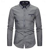 お買い得  メンズボタンダウンシャツ-男性用 シャツ ドレスシャツ ボタンダウンシャツ 純色 アウトドア ビジネス ブルー ブラック ホワイト ピンク 長袖 折襟 夏 春 衣類 ボタン