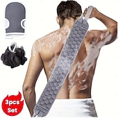 voordelige Persoonlijke bescherming-6-delige exfoliërende badset - rugscrubber voor onder de douche, exfoliërende handschoen &amp;Luffaspons, lichaamsscrubber met lange steel voor het verwijderen van dode huidcellen, professionele