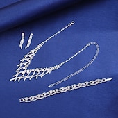 preiswerte Schmucksets-Schmuckset 3 Chrom 1 Armband Ohrringe Halskette Damen Mode Schmuck-Set Für Party