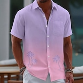 cheap Tropical Plants-Men's Coconut Tree Gradient Color Tropical Plants Summer Hawaiian Shirt Button Up Shirt Aloha Shirt Short Sleeve Hawaiian Vacation Summer Spring Turndown 3D Print Collared Shirts Front One Pocket