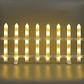 voordelige Pathway Lights &amp; Lanterns-Witte schutting met zonneverlichting voor de tuin, tuinafscheiding met zonneverlichting en afstandsbediening, decoratieve mini-hekwerkjes voor een klein bloemenpad, boom, erf of huisdierafscheiding.