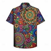  Retrò Vintage Hippie Anni '70 Camicia Maniche corte Hippie Paisley Fiori Mandala Etnico Costume Per uomo Festival Musicale Feste Abbigliamento quotidiano Adulti Camicia Primavera & Estate