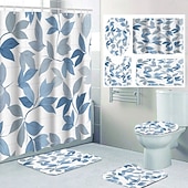 cheap Shower Curtains-Modern Creative Bathroom Shower Curtain and Bath Mat Set, Polyester Waterproof, Mildew Resistant, Quick Dry, Non Slip, Easy to Clean, Home Bathroom Decor