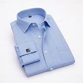 economico Camicie eleganti da uomo-Per uomo Camicia Camicia elegante Camicia con polsini alla francese Matrimonio Affari LF-16 jacquard blu Collo interno scozzese giallo LF-21 LF-17 jacquard rosa LF-18 jacquard viola Manica Lunga