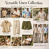 baratos Feriado-Homens Bermuda Cargo Calção Shorts de linho Shorts de verão Shorts de praia Com Cordão Cintura elástica Bolso multi Tecido Respirável Curto Ao ar livre Praia Férias Havaiana Preto Branco Sem