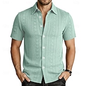 Χαμηλού Κόστους Ανδρικά Smart Casual πουκάμισα-Ανδρικά Πουκάμισο Casual πουκάμισο Πουκάμισο με κουμπιά Πουκάμισο ζακάρ Μαύρο Λευκό Πράσινο Ανοικτό Βαθυγάλαζο Καφέ Κοντομάνικο Σκέτο Κολάρο Πουκαμίσου Causal Καθημερινά Ζακάρ Ρούχα