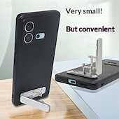 abordables Supports de téléphone-Lot de 2 supports de téléphone ultra-fins en métal, pliables et réglables, pour bureau, position verticale. &amp;Support adhésif horizontal pour iPhone 17, 16, 15 Pro Max, Samsung Galaxy et tous les