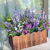 preiswerte Künstliche Blume-30 künstliche Blumenarrangements in Lila und Weiß mit Lavendel, Veilchen, Perserfarn und Eukalyptus, realistische, farbechte Seidenblumen für Garten, Zuhause, Hochzeit, Party, Balkon und Terrasse