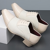 cheap Oxford Shoes-Men's Tan Woven Oxford Shoes Lace-Up Croc-Embossed Formal Dress Shoes Business Footwear for Weddings, Office, Banquets, Parties, Church and Refined Gentleman Style
