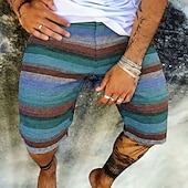 levne Geometrický tisk-Pánské Cikánský Barevná Proužky Tepláky Plážové šortky Terry šortky Středně vysoký pas Retro Denní Streetwear Dovolená Šňůrky Elastický pas 3D tisk Návrhář Oblečení