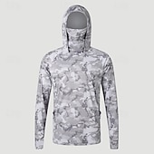 baratos Tops-Homens Camisa de Trilha Camisa de pesca Camisa com proteção UV Manga Longa Com Capuz Blusas Ao ar livre Proteção Solar UV Respirável Verão Primavera Terileno Preto Branco Vermelho Pesca Alpinismo