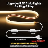 economico Strisce luminose a spina-Striscia LED COB impermeabile per esterni da 2-40 metri - luce bianca calda naturale, luce rossa, luce blu, luce verde, luce gialla, luce rosa, luce viola con cavo di commutazione da 1,5 m,