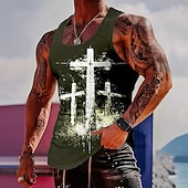 preiswerte Schädel &amp; Knochen-Herren Crusaders Bibel Drei Heilige Kreuze Golgatha Abgenutzt Christlich Religiös Vintage Tanktop Grafik Muskel-Passform Ärmellos Fitness Freizeit Sommer Streetwear Designer Bekleidung