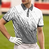 Per uomo Geometrico Golf Polo Sportivi Manica Corta Magliette polo Camicie con Colletto Casual Athleisure Bottoni Tessuto retato traspirante Primavera & Estate Blu Nero Blu marino