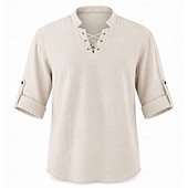  Médiéval Renaissance Chemise Pirate Viking Déguisement Homme Viking Pirate Halloween Carnaval Performance LARP Foire de la Renaissance Adulte Chemise Printemps & Été