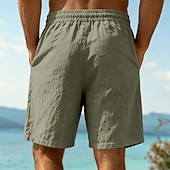 abordables Vacances-Homme Shorts Shorts en Lin Shorts d'été Shorts de plage Cordon de serrage Taille Élastique Uni Confort Respirant Longueur Genou Quotidien Extérieur Fête Vacances Mode Noir Blanche Non Elastique