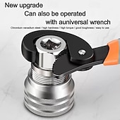 זול מפתח ברגים &amp; סטים-סט כלי מפתח ברגים אוניברסלי מתכוונן, שקע תחזוקה אוניברסלי רב תכליתי 10 מ"מ-19 מ"מ עבור מחגר בעל הנעה 3/8 אינץ', מפתח מומנט &amp;מקדחה חשמלית 2 סטים